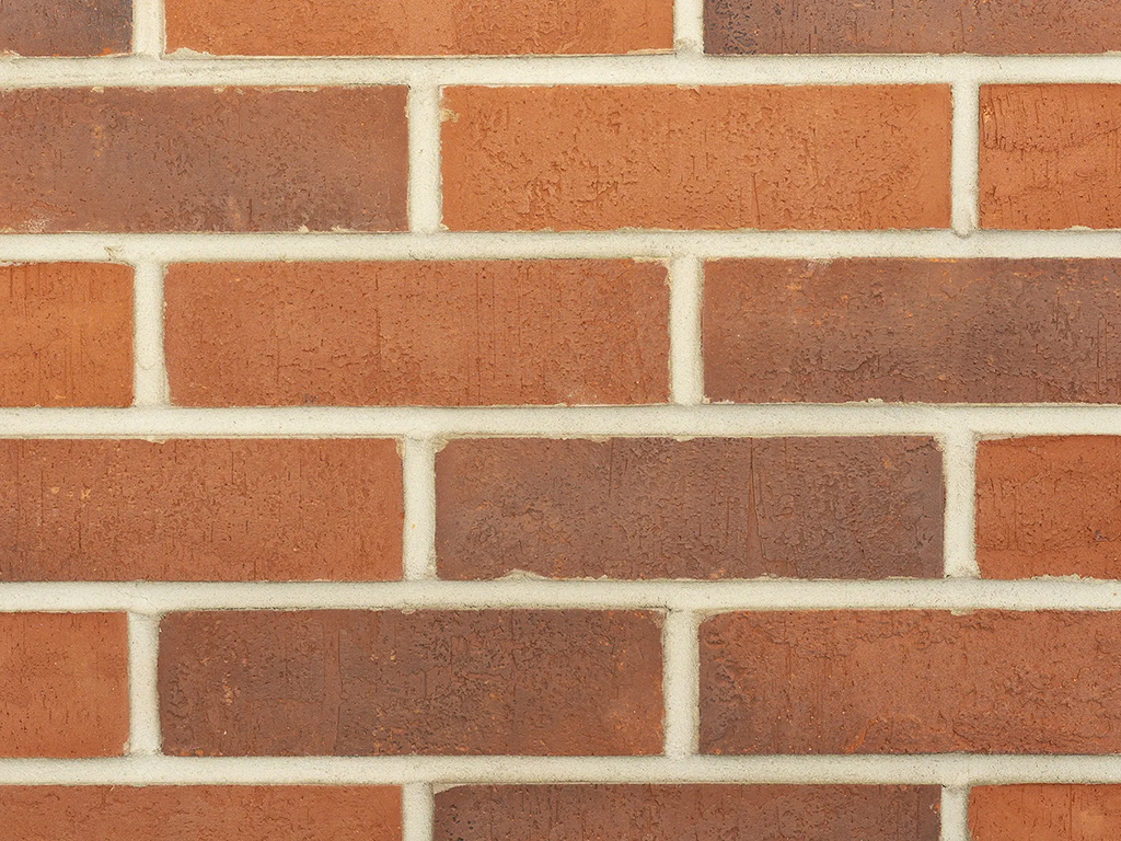 Close up of a wall of Birchwood Red Multi bricks