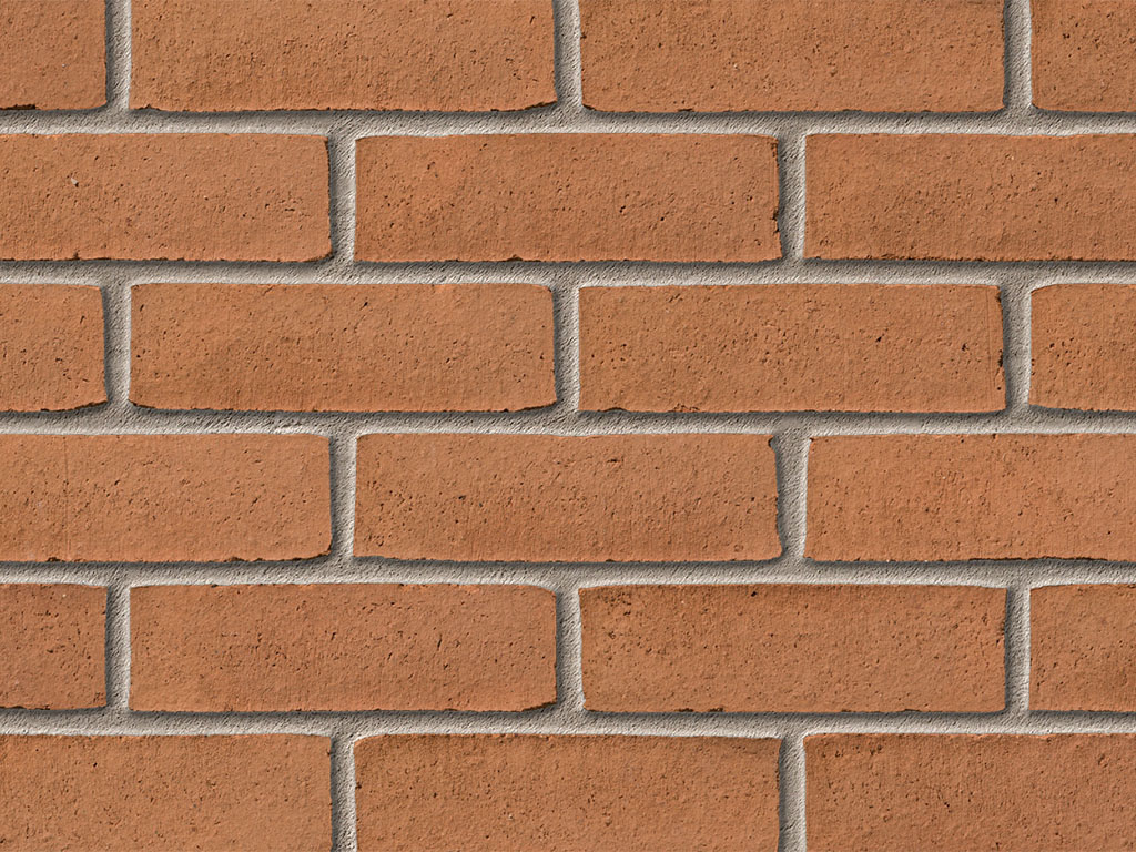 Close up of a wall of Arden Red bricks
