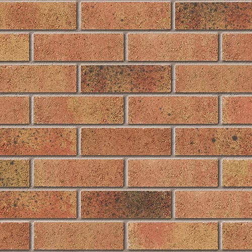 Close up of a wall of Shearsby Burnt Flame bricks