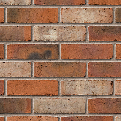 Close up of a wall of Beamish Blend 73mm bricks