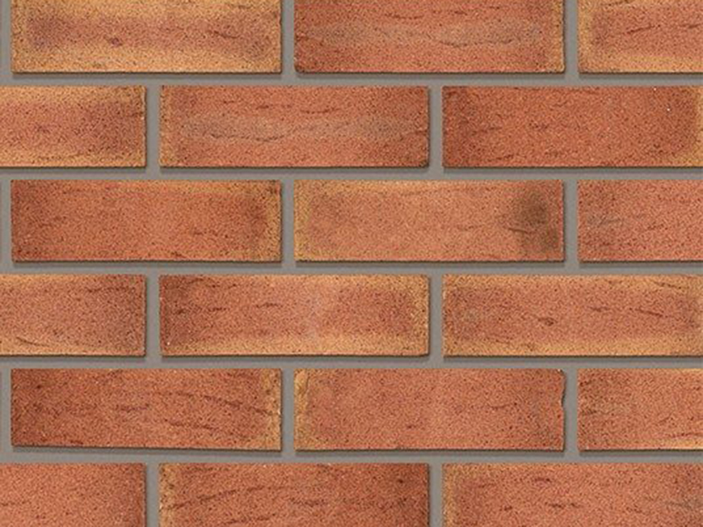 Close up of a wall of Sunset Red Multi bricks
