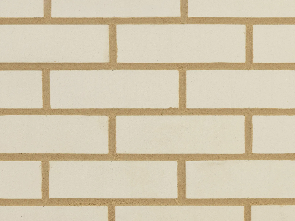 Close up of a wall of Polar White Smooth bricks