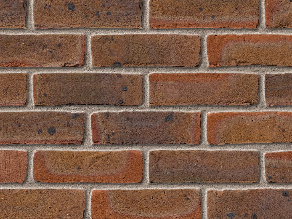 Close up of a wall of Ashdown Medium Multi bricks