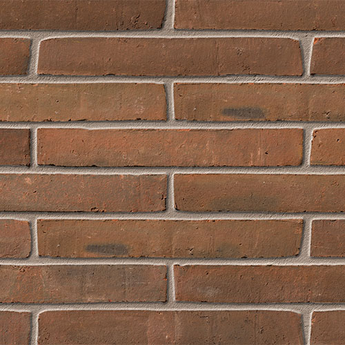 Close up of a wall of Brown Waterstruck Linear bricks