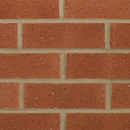 Close up of a wall of Nottingham Red Rustic bricks