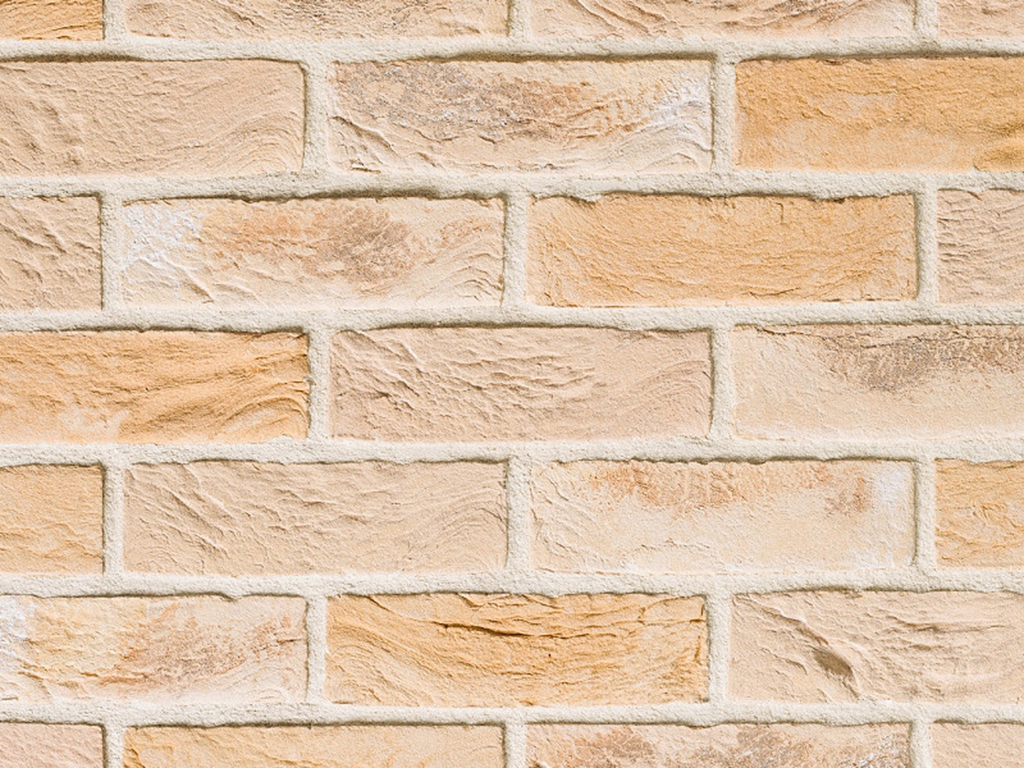 Close up of a wall of Beyton Cream bricks