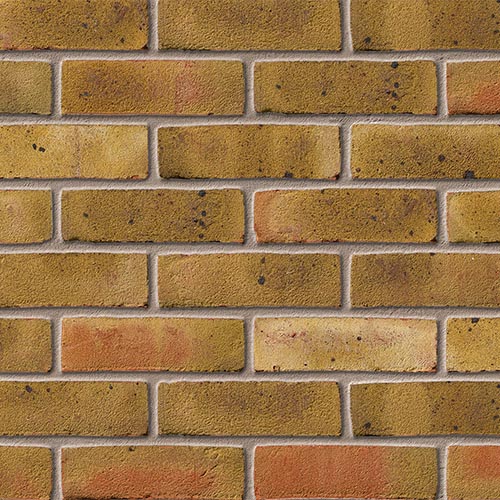Close up of a wall of Arundel Yellow Multi Stock bricks