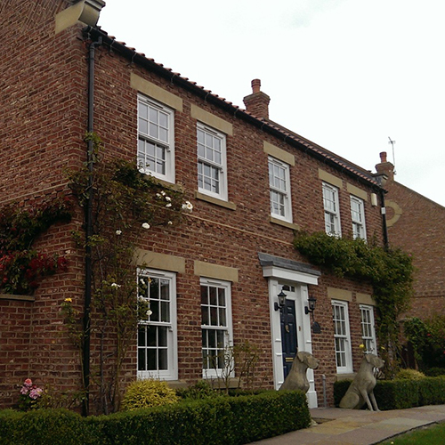 An exterior of a house built using Aldwark bricks