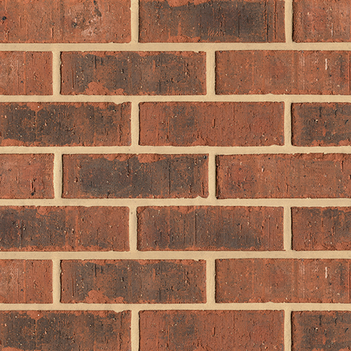 Close up of a wall of Ridings Weathered Blend bricks