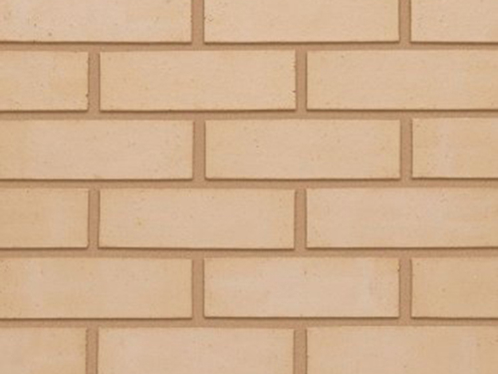 Close up of a wall of Denton Smooth Cream bricks