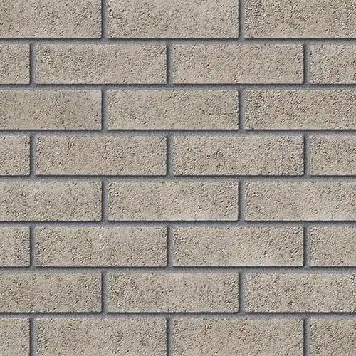 Close up of a wall of Howlite Grey bricks