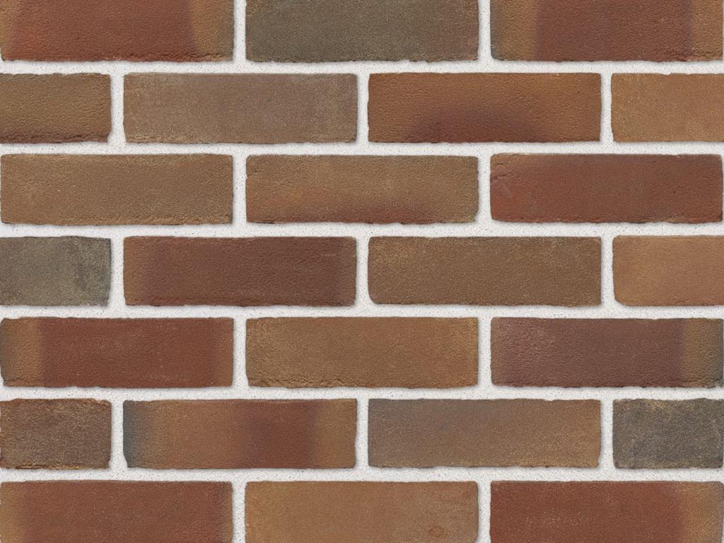 Close up of a wall of Admiral Red Multi bricks