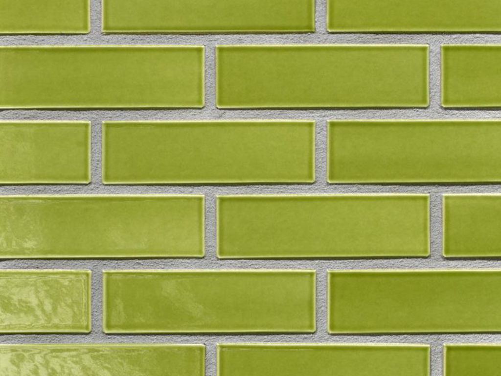 Close up of a wall of Malaysia Light Green Glazed bricks