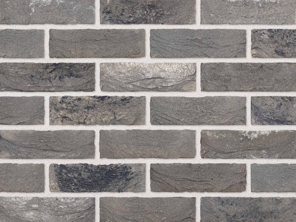 Close up of a wall of Alpine Grey Multi bricks