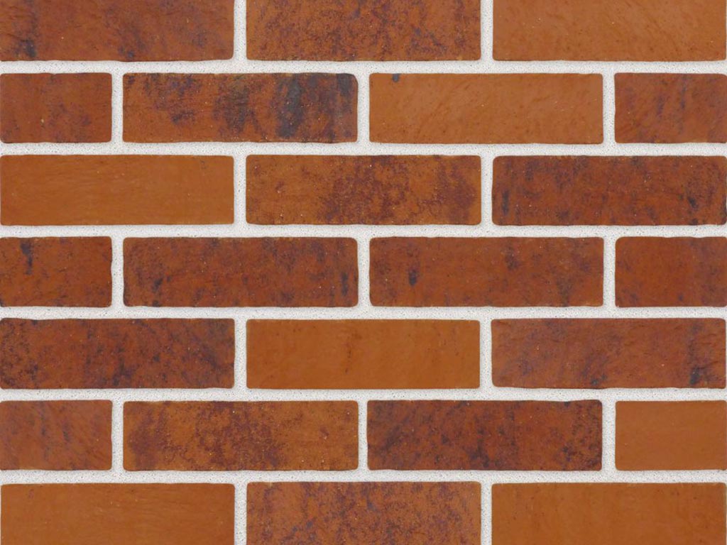 Close up of a wall of Armada Red Multi bricks