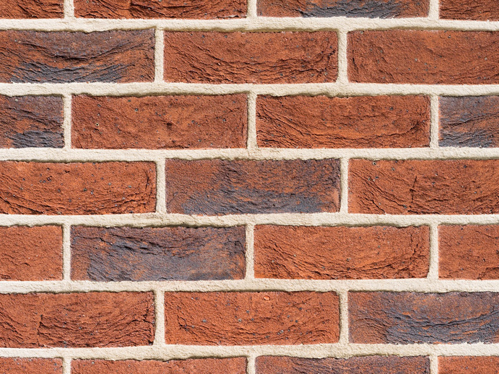 Close up of wall of Alverton Red Multi bricks