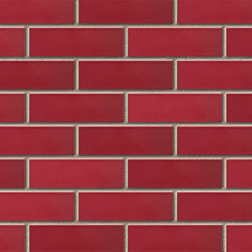 Close up of a wall of Burgundy Glazed bricks