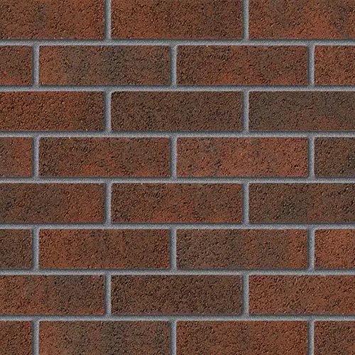 Close up of a wall of Woodspring Garnet bricks