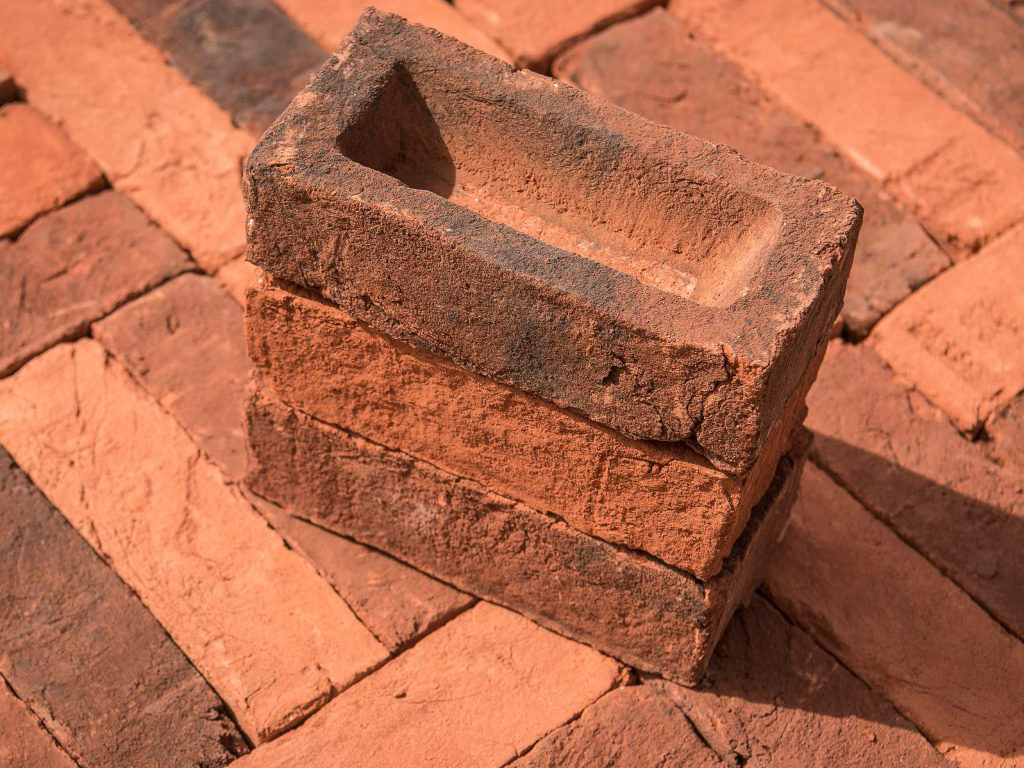 A stack of Melford Blend Handmade bricks