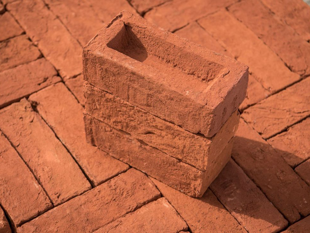 A stack of Tunstall Red Handmade bricks