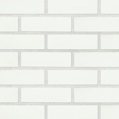 Close up of a wall of Porcelain White Smooth bricks