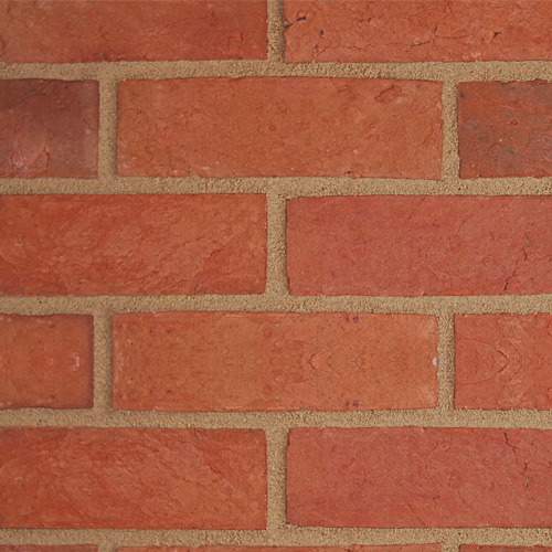 Close up of a wall of Lyneham Red Antique bricks