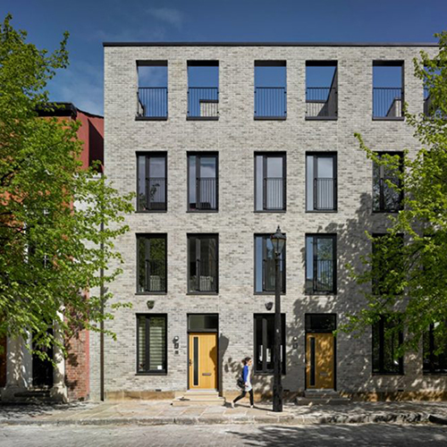 A commercial property built using Forum Smoked Branco bricks