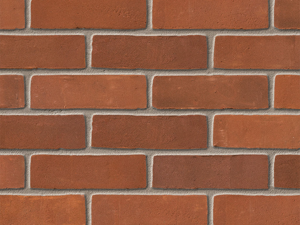 Close up of a wall of Berry Imperial Red Stock bricks
