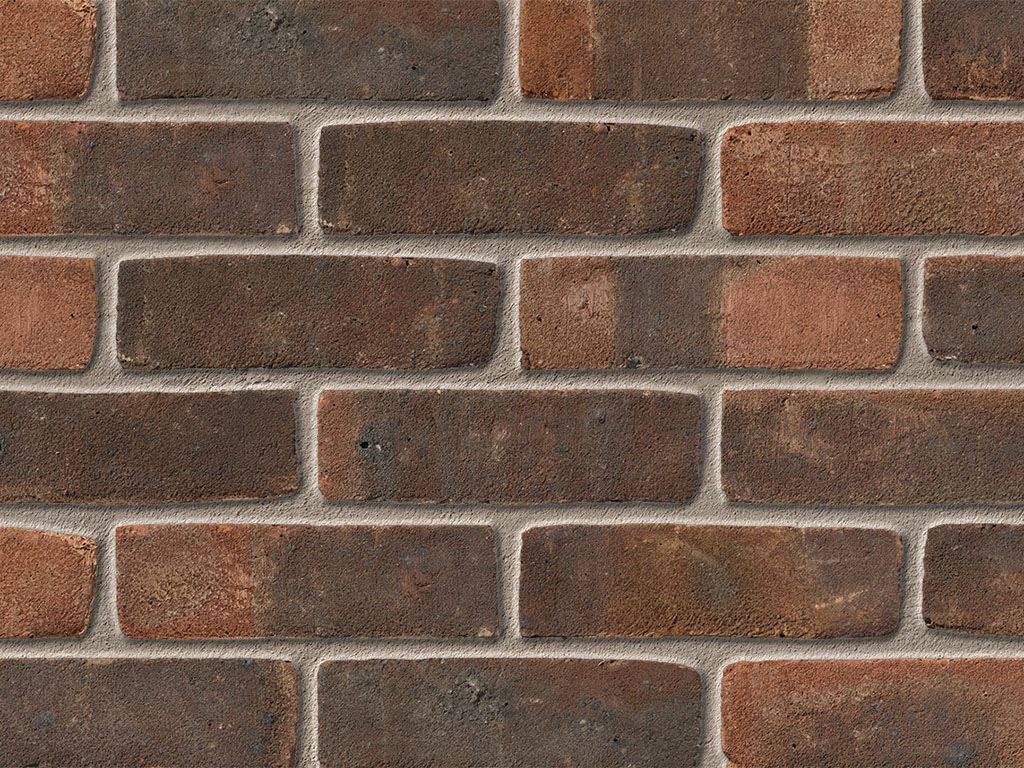 Close up of a wall of Bexhill Purple Multi bricks