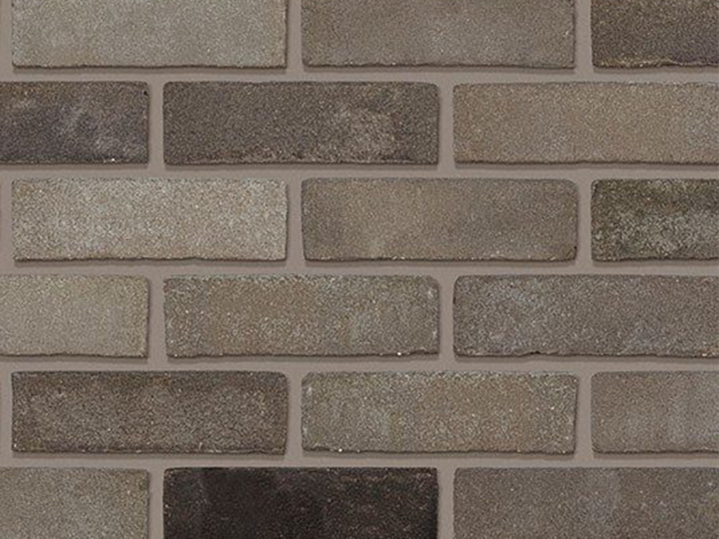 Close up of a wall of Hallington Grey Multi bricks