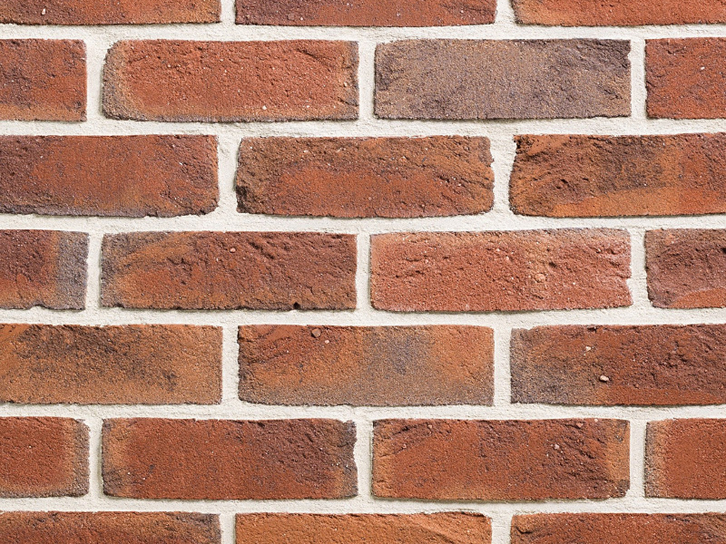 Close up of a wall of Alton Red Multi bricks