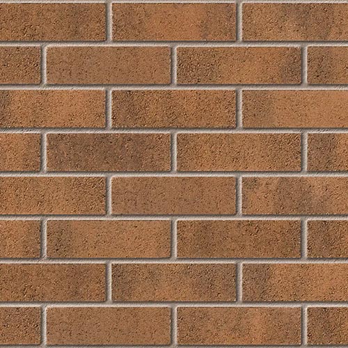 Close up of a wall of Matlock Russet bricks