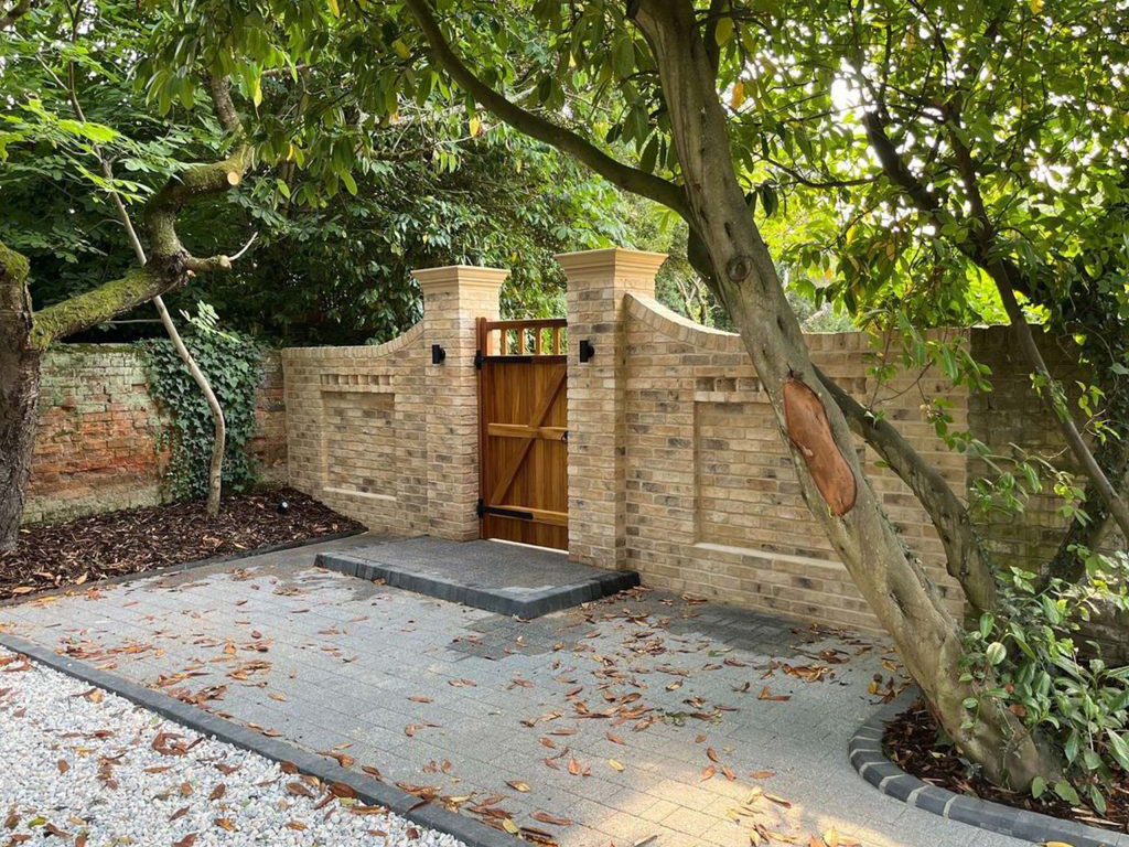 A Potton Weathered Cream Handmade garden wall