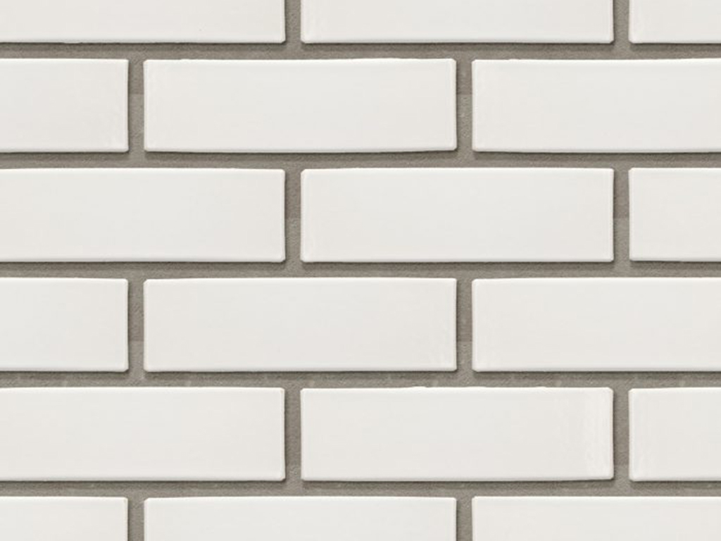 Close up of a wall of Helsinki White Glazed bricks
