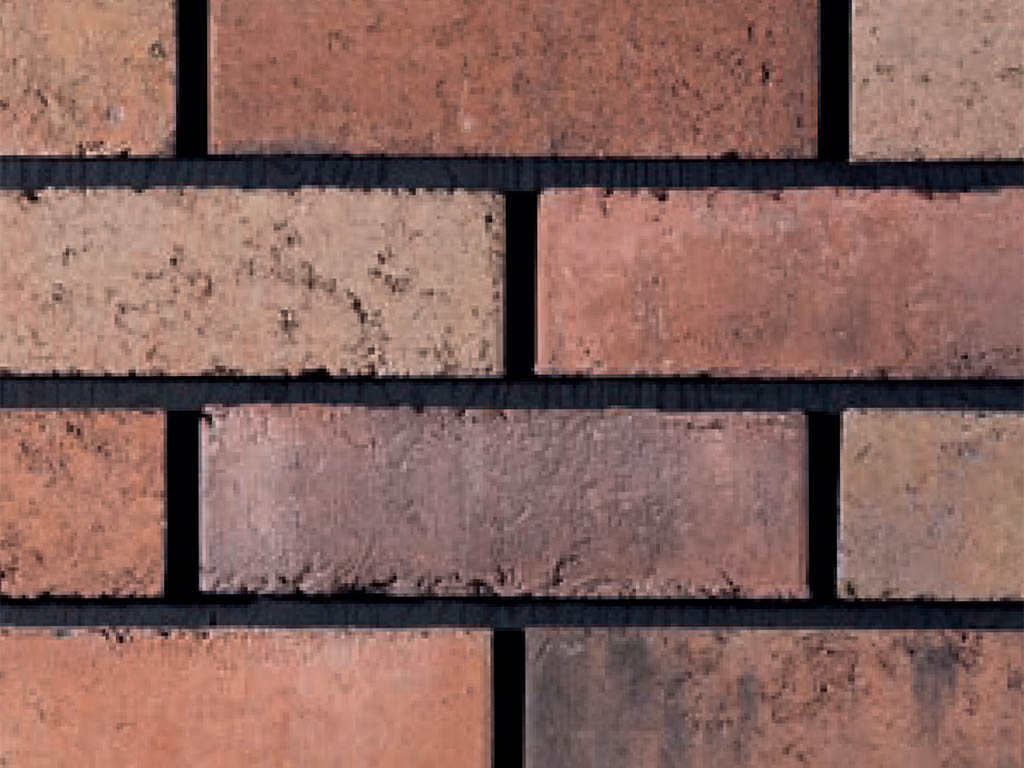 Close up of a wall of Clarendon Red bricks