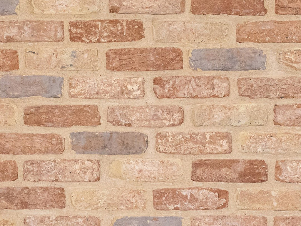 Close up of a wall of Blend 6 brick slips