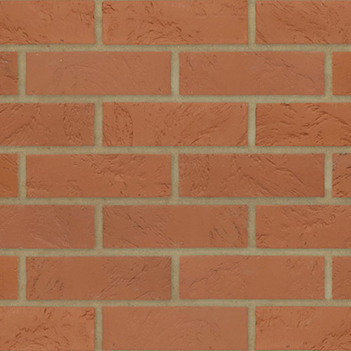 Close up of a wall of Ranger Red bricks