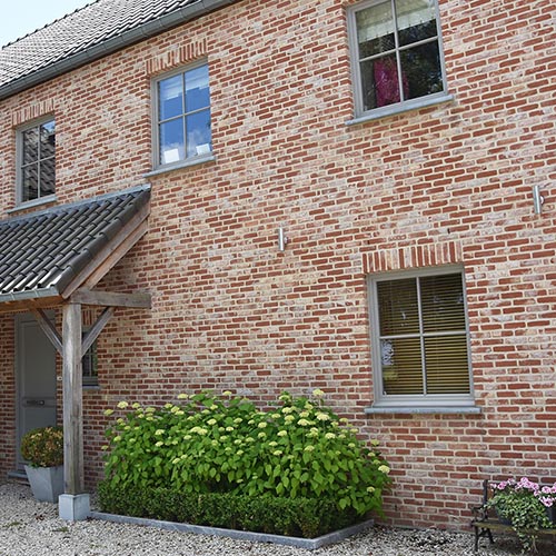 An exterior of a house built using Kempton Antique bricks