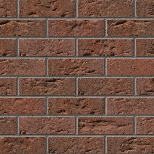 Close up of a wall of Hinton Russet bricks