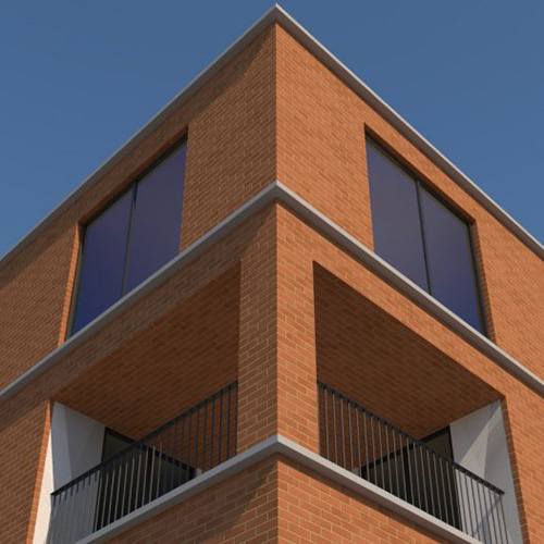 A commercial property built using Blazer Red bricks