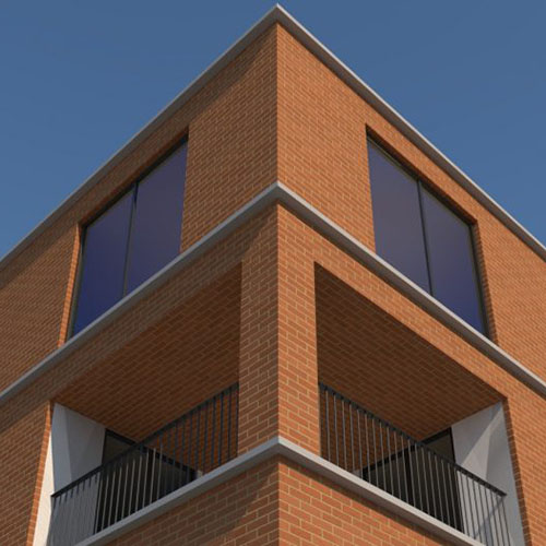 An exterior of a property built using Ranger Red bricks