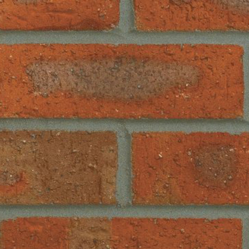 Close up of a wall of Rannoch Red Multi bricks