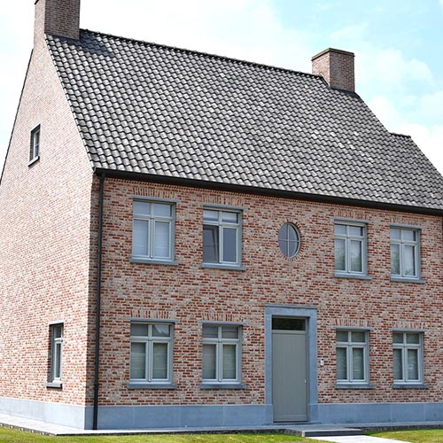 An exterior of a house built using Kempton Antique bricks