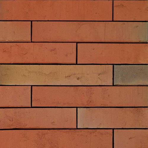 Close up of a wall of Megaline Dark Red Multi bricks