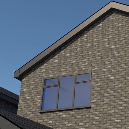 An exterior of a house built using Everest Grey Multi bricks