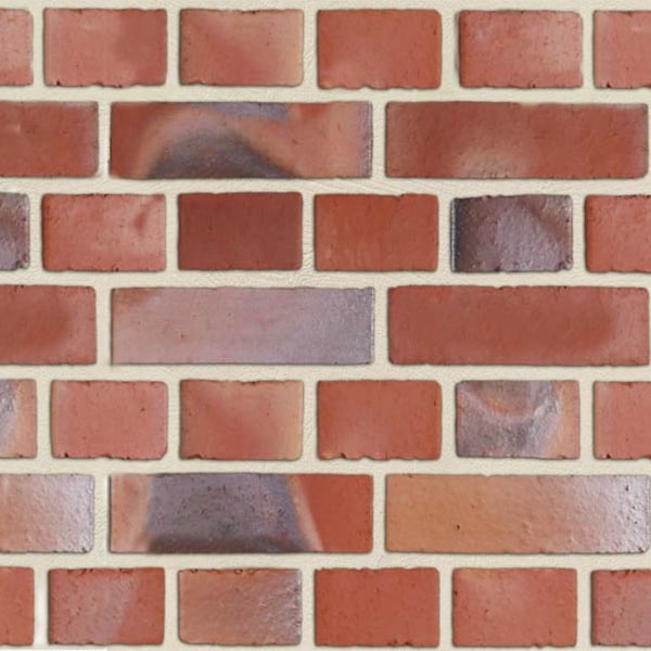 Close up of a wall of Red Blue Salt Glazed bricks