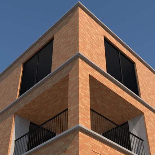 A commercial property built using Atlas Orange Multi bricks