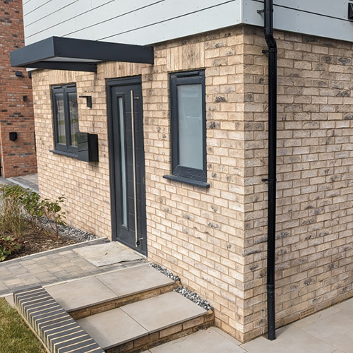 Rear exterior of a house built using Arethusa Multi bricks