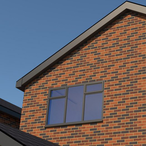 An exterior of a house built using Dragon Red Multi bricks