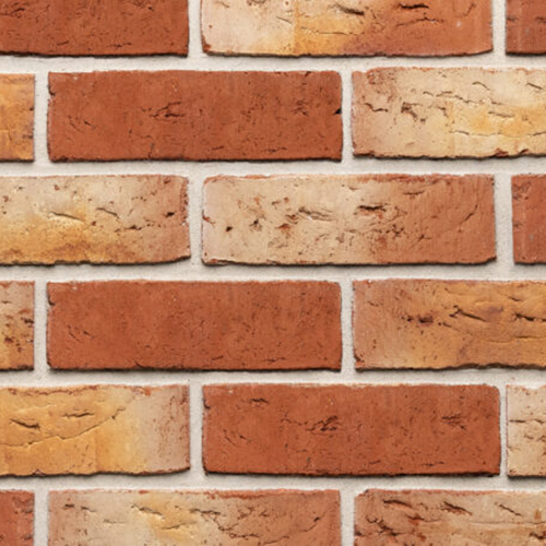 Close up of a wall of Amiata Waterstruck bricks